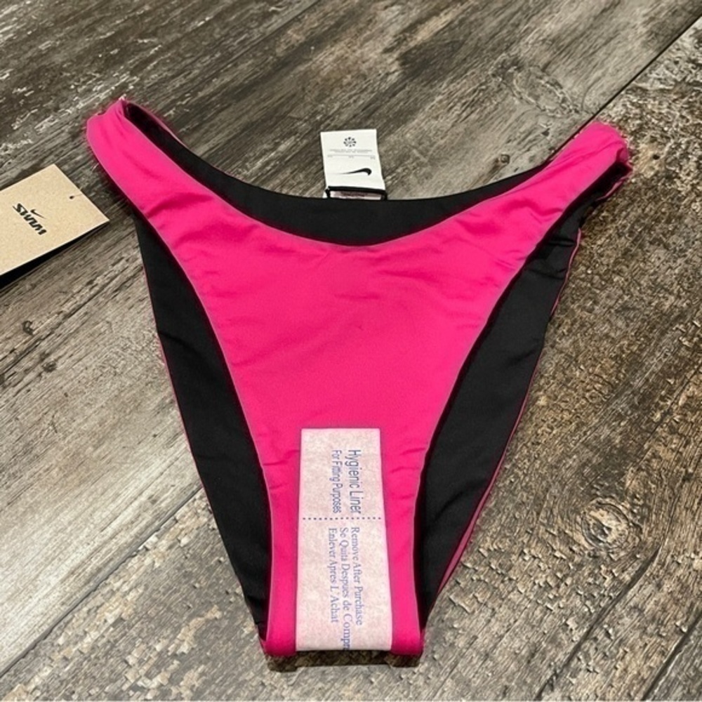 Nike Womens Colorblock Reversible Sling Bikini Bottom Large Black Pink Swim NEW - Picture 8 of 12